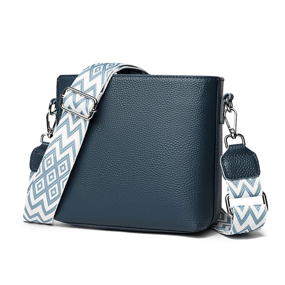 Genuine Leather Designer Tote Bag with Guitar Strap Casual Shoulder Purse Vintage Bucket Bag Satchel Purse for Women - RELUX.STORE