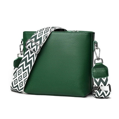 Genuine Leather Designer Tote Bag with Guitar Strap Casual Shoulder Purse Vintage Bucket Bag Satchel Purse for Women - RELUX.STORE