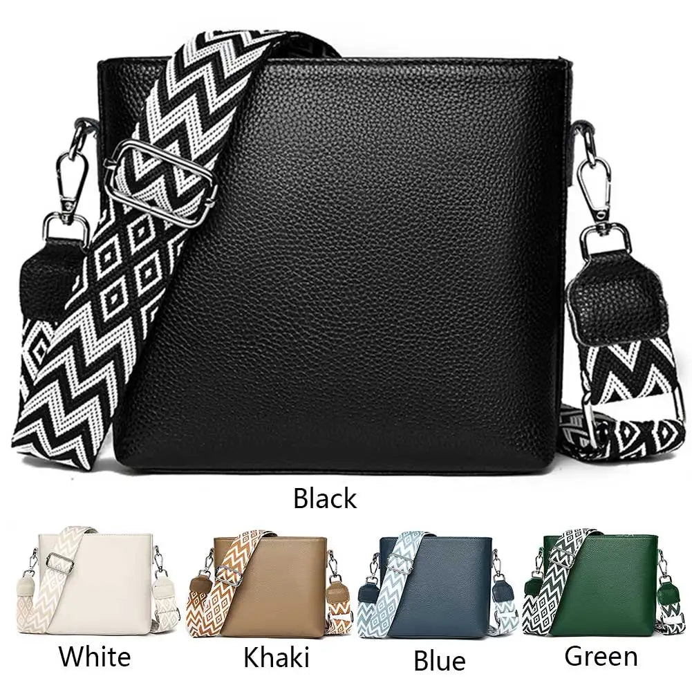 Genuine Leather Designer Tote Bag with Guitar Strap Casual Shoulder Purse Vintage Bucket Bag Satchel Purse for Women - RELUX.STORE