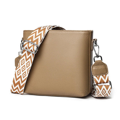 Genuine Leather Designer Tote Bag with Guitar Strap Casual Shoulder Purse Vintage Bucket Bag Satchel Purse for Women - RELUX.STORE