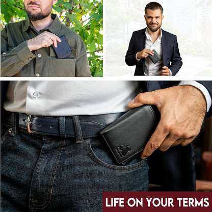 Genuine Nappa Leather Trifold Wallet for Men – RFID Blocking, ID Window, Slim & Stylish Everyday Wallet - RELUX.STORE