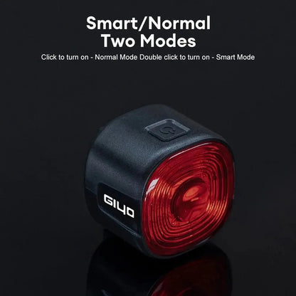 "GlYO Auto Brake Sensing Bicycle Tail Light – USB Rechargeable, IP66 Waterproof LED Warning Light for MTB & Road Bike Night Safety" - RELUX.STORE