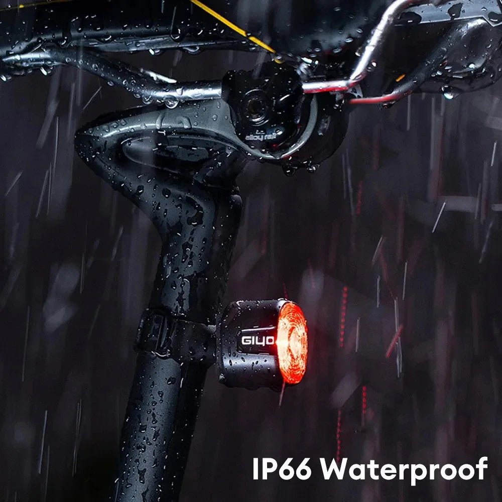 "GlYO Auto Brake Sensing Bicycle Tail Light – USB Rechargeable, IP66 Waterproof LED Warning Light for MTB & Road Bike Night Safety" - RELUX.STORE