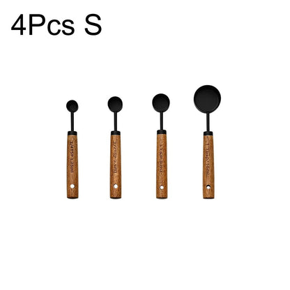 Gold Wooden Handle Stainless Steel Measuring Cups Spoons Baking Tools Coffee Measuring Spoon Set Bartending Scale Accessories - RELUX.STORE