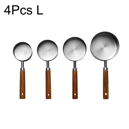 Gold Wooden Handle Stainless Steel Measuring Cups Spoons Baking Tools Coffee Measuring Spoon Set Bartending Scale Accessories - RELUX.STORE