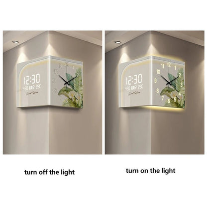 Green Plant - Themed Digital Display Wall Clock Double - Sided at Living Room Corner Single Face Electric Motive - RELUX.STORE