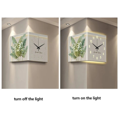 Green Plant - Themed Digital Display Wall Clock Double - Sided at Living Room Corner Single Face Electric Motive - RELUX.STORE