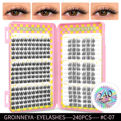 GROINNEYA Eyelashes Clusters 320 pcs Natural Eyelash extension Cluster Lashes Volume Mixed Tray Lashes Cluster Natural Lashes - RELUX.STORE