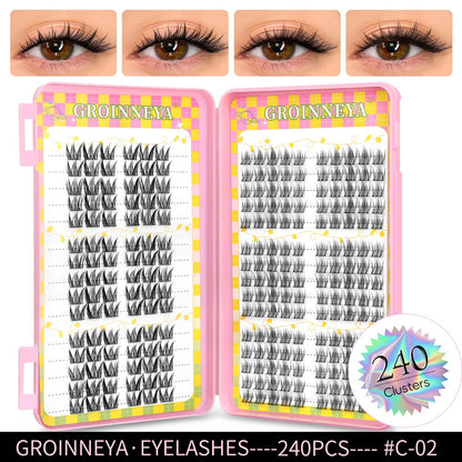 GROINNEYA Eyelashes Clusters 320 pcs Natural Eyelash extension Cluster Lashes Volume Mixed Tray Lashes Cluster Natural Lashes - RELUX.STORE