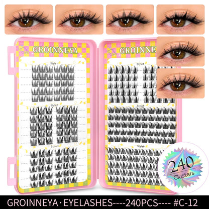 GROINNEYA Eyelashes Clusters 320 pcs Natural Eyelash extension Cluster Lashes Volume Mixed Tray Lashes Cluster Natural Lashes - RELUX.STORE