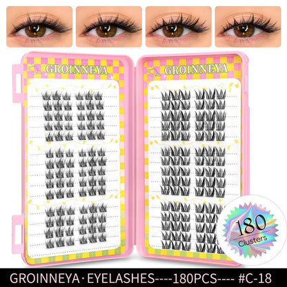 GROINNEYA Eyelashes Clusters 320 pcs Natural Eyelash extension Cluster Lashes Volume Mixed Tray Lashes Cluster Natural Lashes - RELUX.STORE