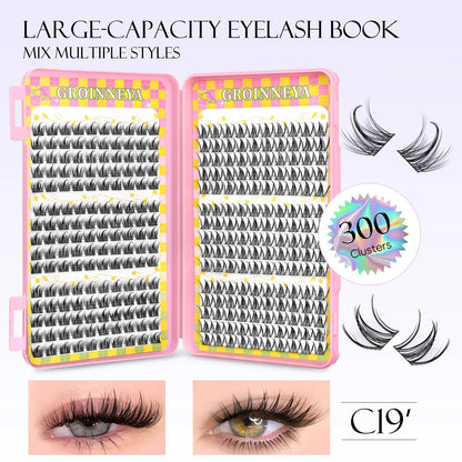 GROINNEYA Eyelashes Clusters 320 pcs Natural Eyelash extension Cluster Lashes Volume Mixed Tray Lashes Cluster Natural Lashes - RELUX.STORE