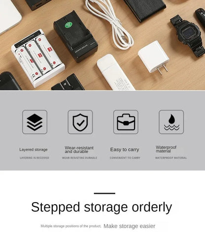 Handheld Digital Storage Bag – Multifunctional Large Capacity Waterproof Mesh Case for Earphones, USB Cables, Chargers & Travel Accessories (1PC) - RELUX.STORE