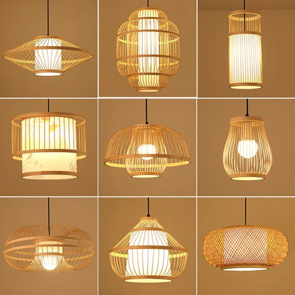 “Handmade Bamboo Rattan Pendant Light – Natural Boho Ceiling Lamp for Dining Room, Café, Restaurant & Home Décor | Vintage Ethnic Woven LED Lighting Fixture” - RELUX.STORE