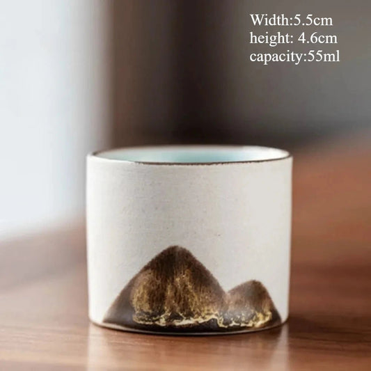 Handmade Ceramic Coffee Mug with Wooden Handle - Retro Tea Cup, Office Water Cup Filter Design, Unique Birthday Gift - RELUX.STORE