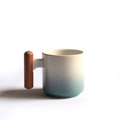 Handmade Ceramic Coffee Mug with Wooden Handle - Retro Tea Cup, Office Water Cup Filter Design, Unique Birthday Gift - RELUX.STORE