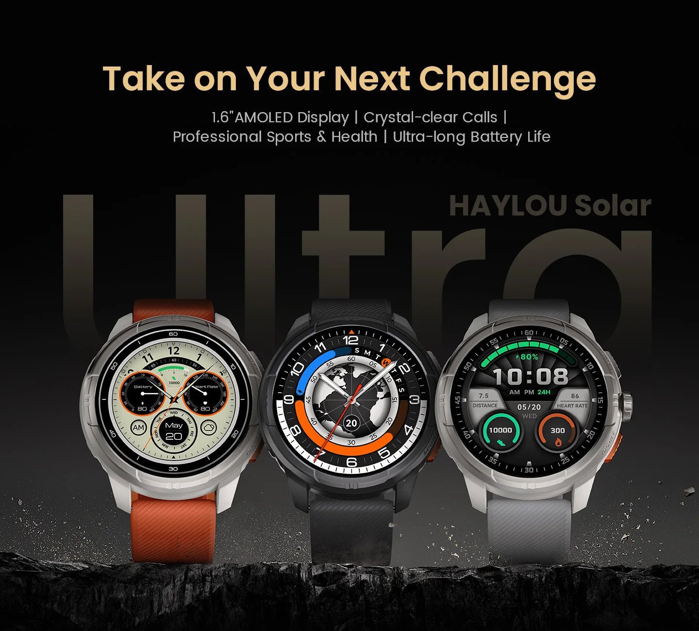 HAYLOU Solar Ultra GPS Smart Watch 1.6” AMOLED Display GPS Positioning 5ATM Waterproof Bluetooth Calling Sports Smartwatchs - RELUX.STORE