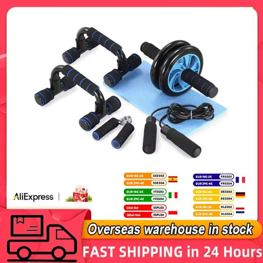"Healthy Abdominal Wheel 5 - Piece Indoor Fitness Set – Push - Up Stand & Multifunctional Home Gym Equipment by Relux.Store" - RELUX.STORE