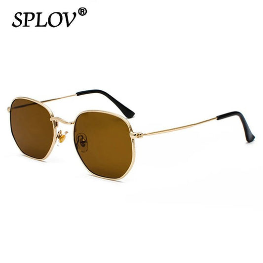 "Hexagon Polygon Sunglasses – Retro Square Metal Frame UV400 Sun Glasses for Men & Women, Designer Shades" - RELUX.STORE