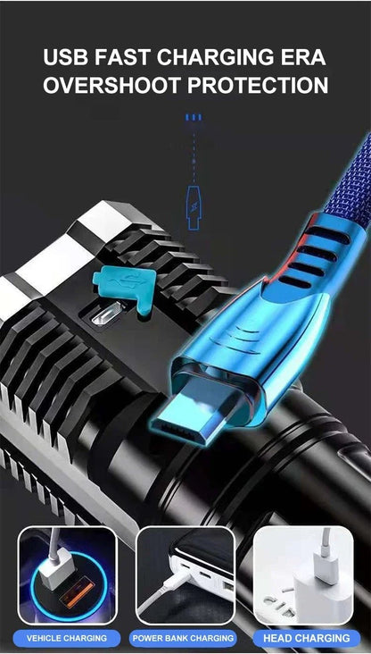 High Power LED Flashlights Camping Torch With 4 Lamp Beads And COB Side Light Rechargeable Portable Hand Lantern 4 Lighting Mode - RELUX.STORE