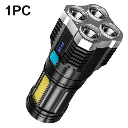 High Power LED Flashlights Camping Torch With 4 Lamp Beads And COB Side Light Rechargeable Portable Hand Lantern 4 Lighting Mode - RELUX.STORE