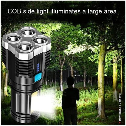 High Power LED Flashlights Camping Torch With 4 Lamp Beads And COB Side Light Rechargeable Portable Hand Lantern 4 Lighting Mode - RELUX.STORE
