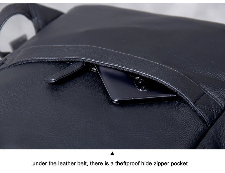 High - Quality Genuine Leather Backpack for Men – Fashionable Student School Bag & Daily Rucksack | Large Black Knapsack - RELUX.STORE