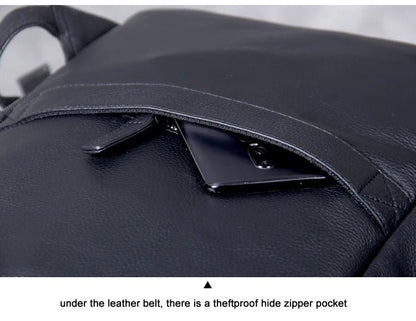 High - Quality Genuine Leather Backpack for Men – Fashionable Student School Bag & Daily Rucksack | Large Black Knapsack - RELUX.STORE