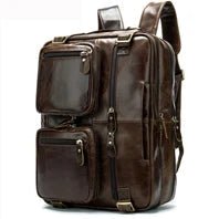 High - Quality Genuine Leather Backpack for Men – Fashionable Student School Bag & Daily Rucksack | Large Black Knapsack - RELUX.STORE