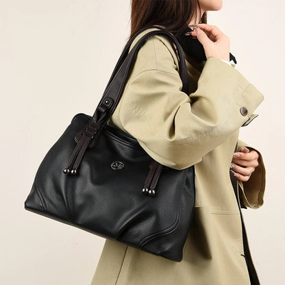 High Quality Soft Leather Handbags for Women Vintage Shoulder Tote Bag Luxury Designer Ladies Large Capacity Top - Handle Bags Sac - RELUX.STORE