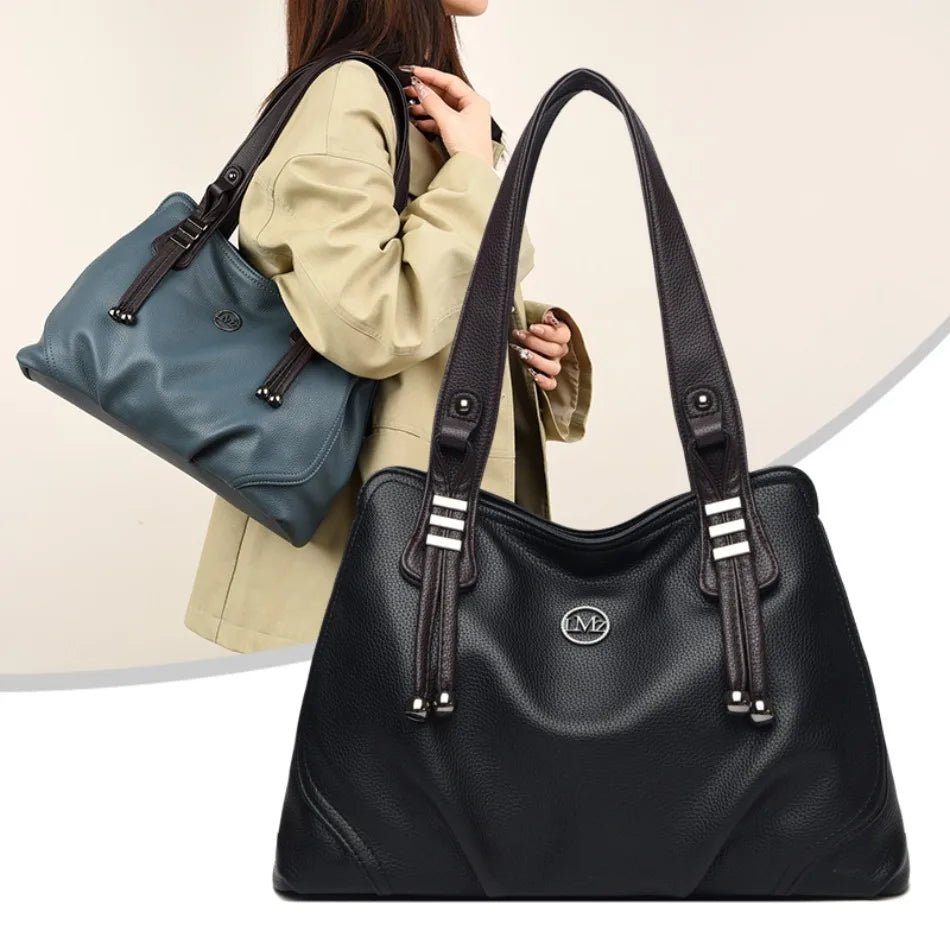 High Quality Soft Leather Handbags for Women Vintage Shoulder Tote Bag Luxury Designer Ladies Large Capacity Top - Handle Bags Sac - RELUX.STORE
