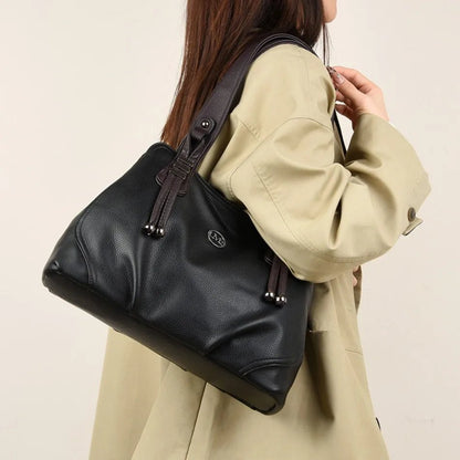 High Quality Soft Leather Handbags for Women Vintage Shoulder Tote Bag Luxury Designer Ladies Large Capacity Top - Handle Bags Sac - RELUX.STORE
