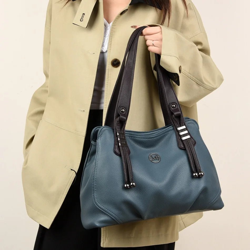 High Quality Soft Leather Handbags for Women Vintage Shoulder Tote Bag Luxury Designer Ladies Large Capacity Top - Handle Bags Sac - RELUX.STORE