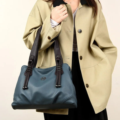 High Quality Soft Leather Handbags for Women Vintage Shoulder Tote Bag Luxury Designer Ladies Large Capacity Top - Handle Bags Sac - RELUX.STORE
