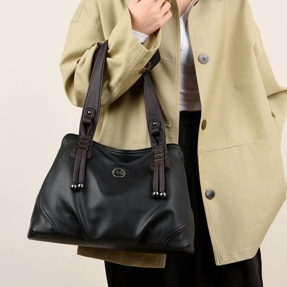 High Quality Soft Leather Handbags for Women Vintage Shoulder Tote Bag Luxury Designer Ladies Large Capacity Top - Handle Bags Sac - RELUX.STORE