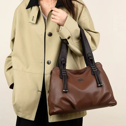 High Quality Soft Leather Handbags for Women Vintage Shoulder Tote Bag Luxury Designer Ladies Large Capacity Top - Handle Bags Sac - RELUX.STORE