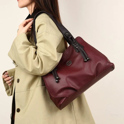 High Quality Soft Leather Handbags for Women Vintage Shoulder Tote Bag Luxury Designer Ladies Large Capacity Top - Handle Bags Sac - RELUX.STORE
