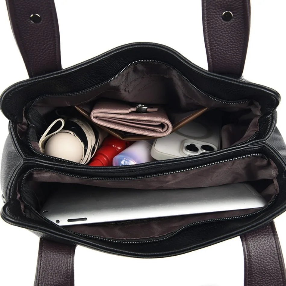 High Quality Soft Leather Handbags for Women Vintage Shoulder Tote Bag Luxury Designer Ladies Large Capacity Top - Handle Bags Sac - RELUX.STORE