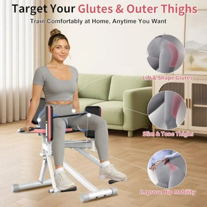 "Hip Abductor Machine for Home Gym – Compact Glute & Leg Exercise Equipment with Booty Resistance Bands & 2 - Level Adjustable Design | Home Workout Strength Trainer by Relux.Store" - RELUX.STORE