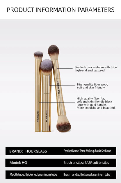 Hourglass Makeup Brush - 3piece Foundation Brush Loose Powder Brush Concealer Brush New Design + Brush Cartridge - RELUX.STORE