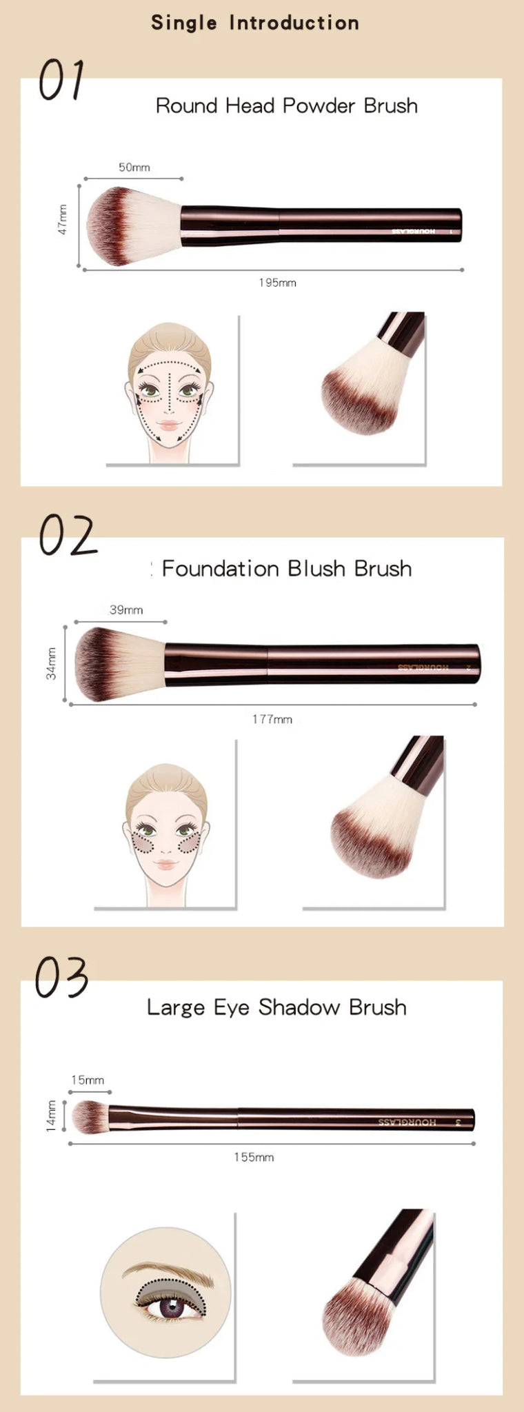 Hourglass Makeup Brush All Kinds Eyeshadow Foundation Concealer Powder Bronzer Blusher Eyeliner Retractable Professional Brushes - RELUX.STORE
