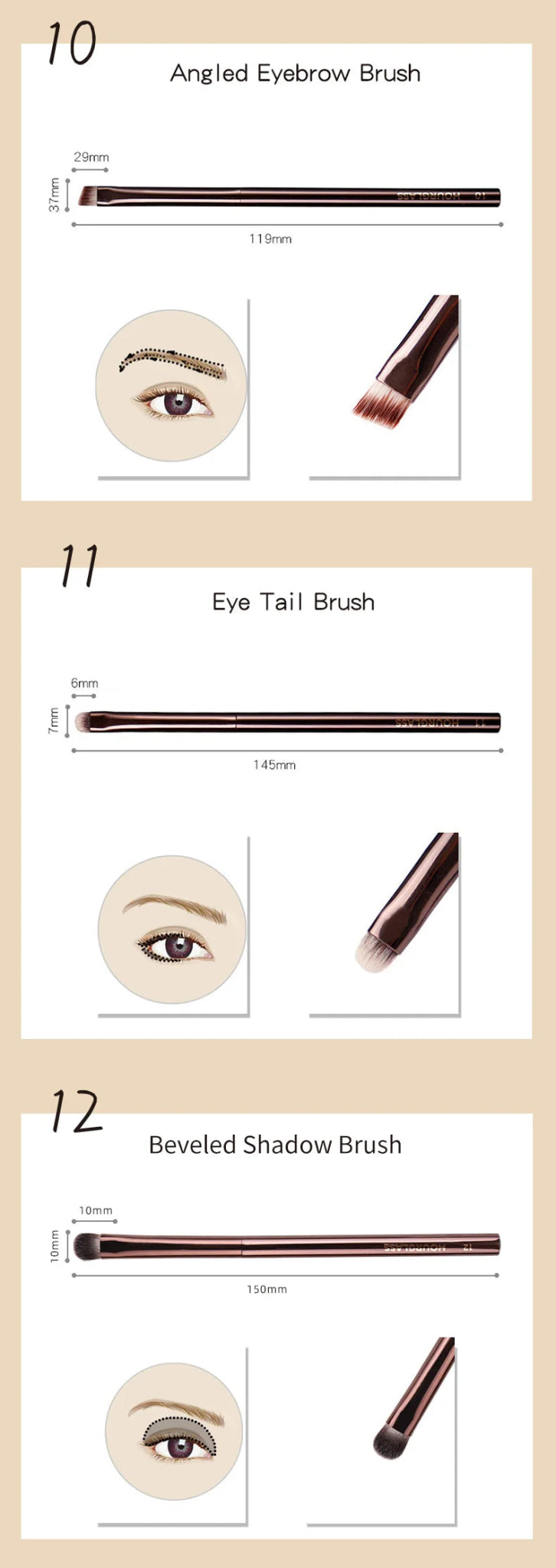 Hourglass Makeup Brush All Kinds Eyeshadow Foundation Concealer Powder Bronzer Blusher Eyeliner Retractable Professional Brushes - RELUX.STORE