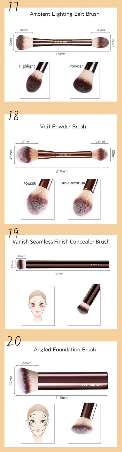 Hourglass Makeup Brushes Powder Foundation Concealer Blusher Bronzer Eye Shadow Eyebrow Eyeliner Sculpting Brush - RELUX.STORE