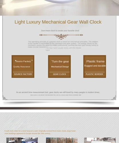 Industrial Gear Wall Clock with Rotating Gear Decoration - Antique Style and Quiet Movement - RELUX.STORE