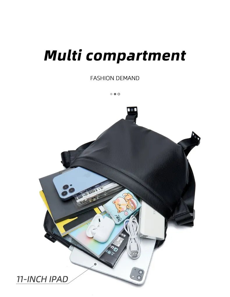 Ins Korean Style Men Waterproof Magnetic Buckle Crossbody Messenger Bag Daily Outdoor Travel Cycling iPad Camera Shoulder Bag - RELUX.STORE