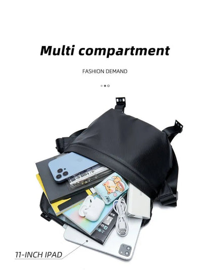 Ins Korean Style Men Waterproof Magnetic Buckle Crossbody Messenger Bag Daily Outdoor Travel Cycling iPad Camera Shoulder Bag - RELUX.STORE