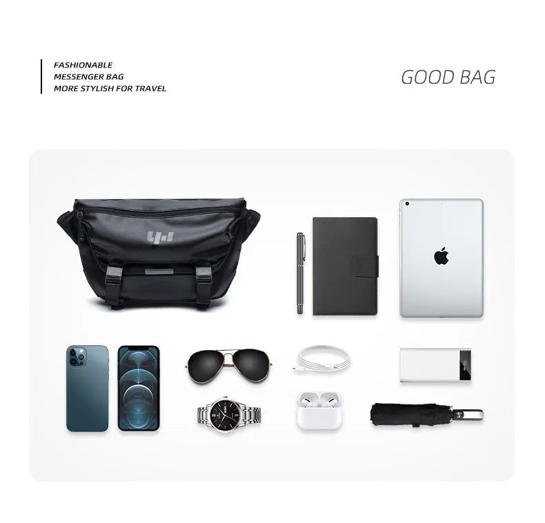 Ins Korean Style Men Waterproof Magnetic Buckle Crossbody Messenger Bag Daily Outdoor Travel Cycling iPad Camera Shoulder Bag - RELUX.STORE