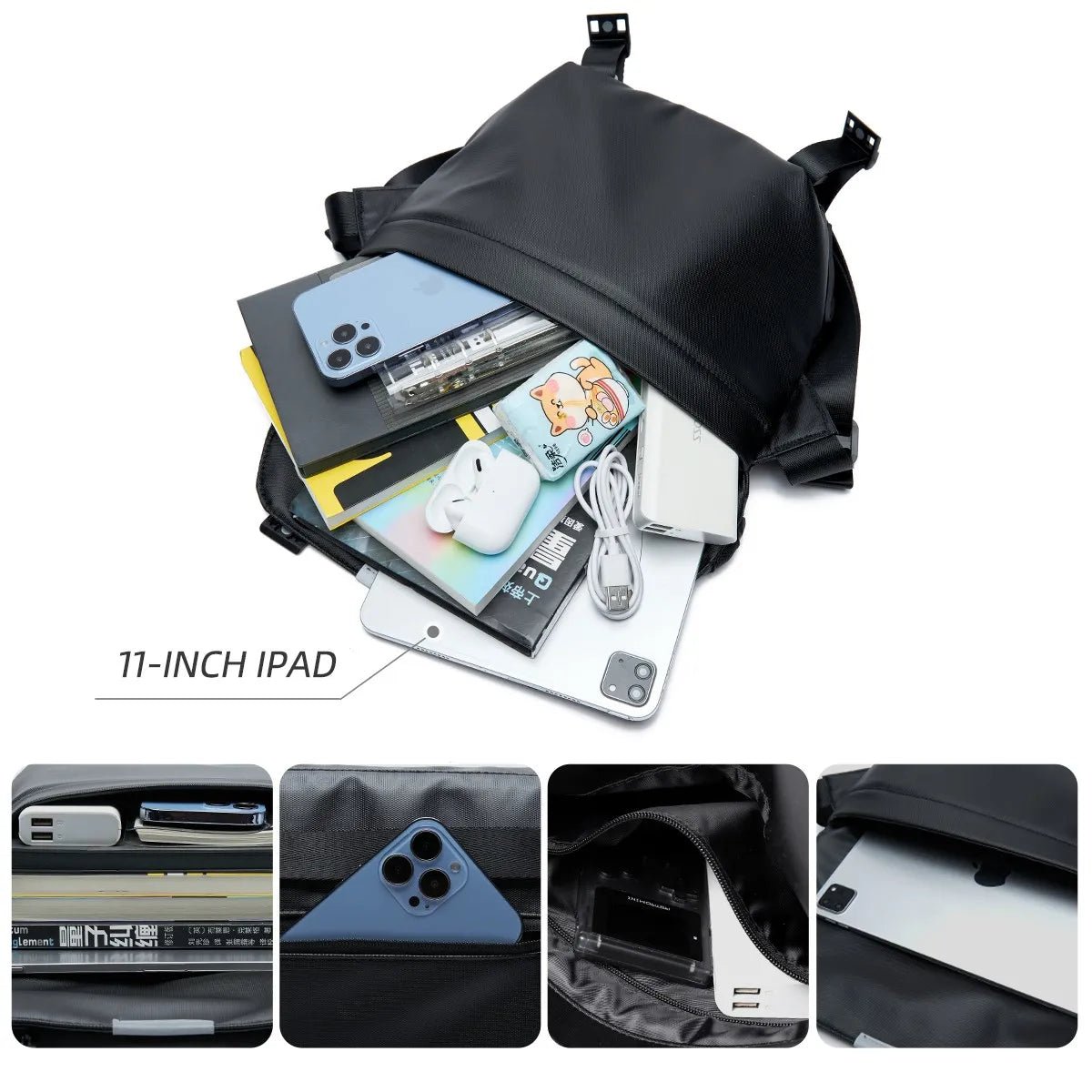 Ins Korean Style Men Waterproof Magnetic Buckle Crossbody Messenger Bag Daily Outdoor Travel Cycling iPad Camera Shoulder Bag - RELUX.STORE