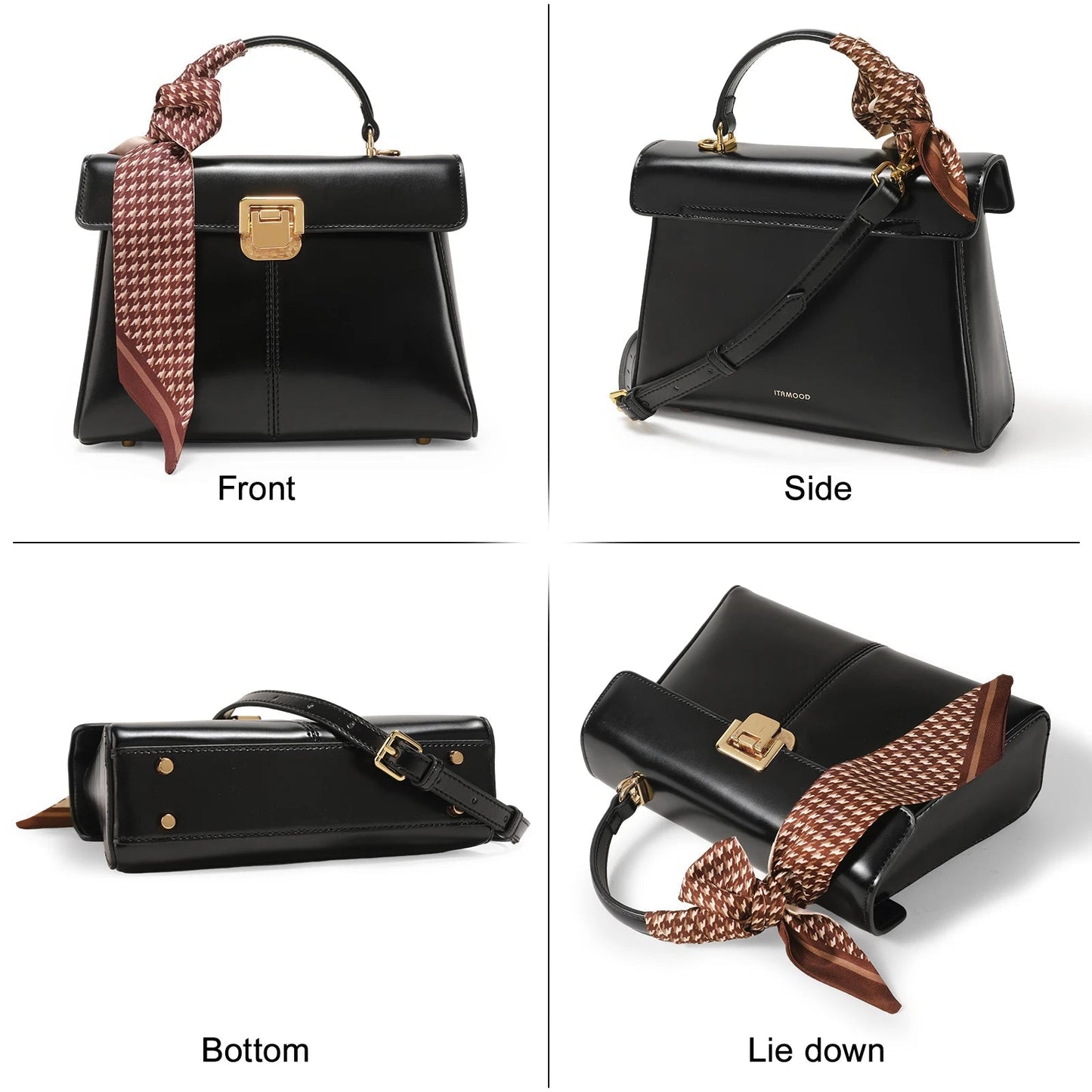 ITAMOOD Genuine Leather Women's Bag Luxury Branded Women's Handbag Fashionable and Versatile Crossbody Bag With Scarf Decor - RELUX.STORE