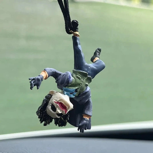 "Joker Car Resin Pendant – Creative Cartoon Rearview Mirror Accessory with Cowhide Rope, Christmas Gift 2024" - RELUX.STORE